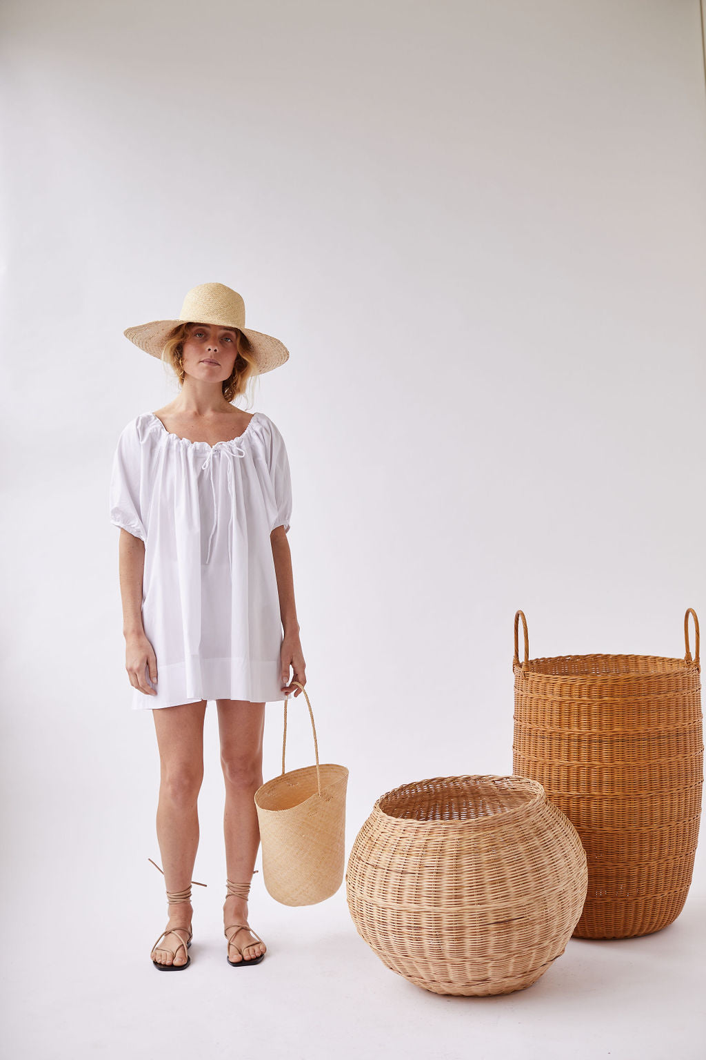 The Benoît Bucket Tote in Tan